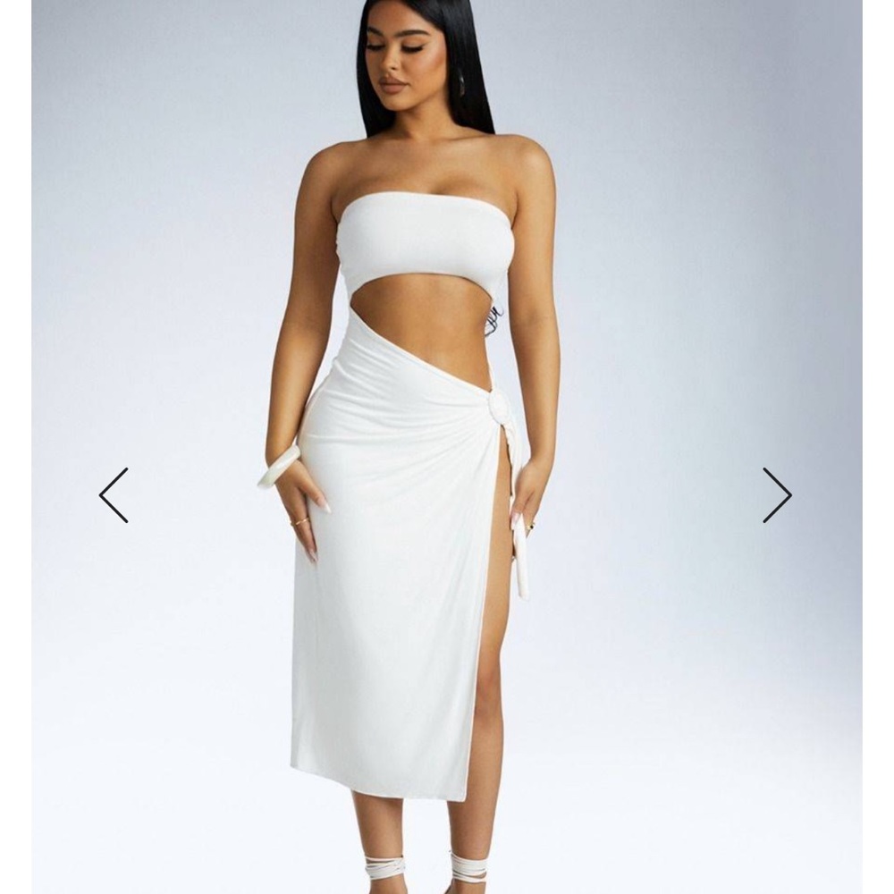 ring the alarm midi dress - white
